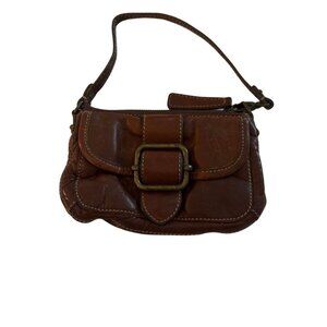 Banana Republic Brown Pebbled Leather mini Satchel Purse Magnetic Close
